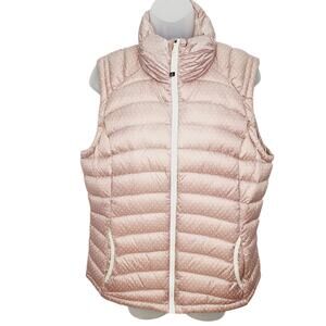 Prana Blush Pink Quilted Puffer Vest Zip Front High Neck Winter Layering